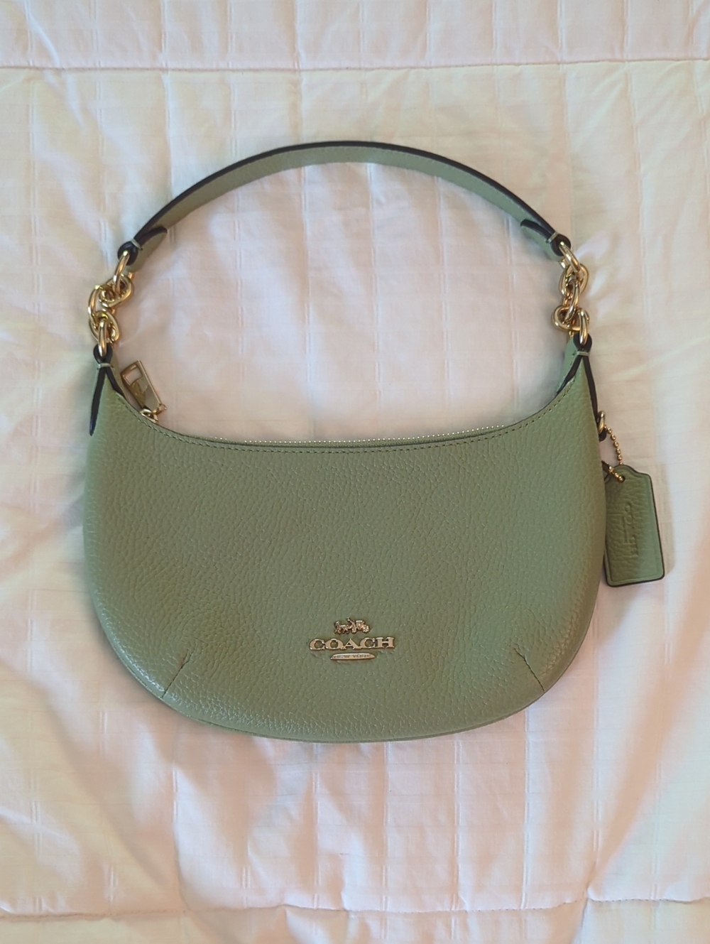 NWT- Coach Mini Payton Sage Green Pebbled Leather Shoulder Bag